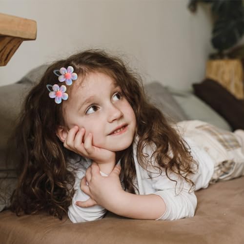 10 piezas de broches florales coloridos para niñas miniatura 2