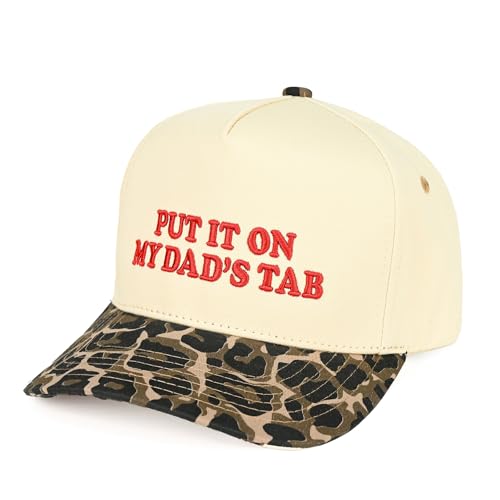 Premium Embroidered Trucker Hat Collection | Vintage Adjustable Snapback Baseball Hats for Men & Women (US Alpha One Size Put It On My Dads Tab | Leopard/Natural)