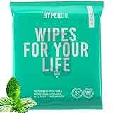 HyperGo Fitness Wipes, Full Body Wipes, Refreshing Mint Scent, Hypoallergenic, All Natural Ingredients