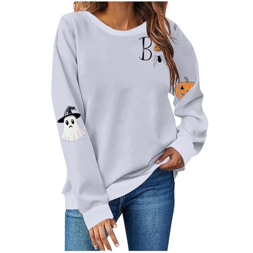 Sudadera con capucha para mujer de gran tamaño, sudadera con cuello redondo para mujer, sudadera estampada de calabaza, cierre de cordón, sudadera ligera de manga larga, ajuste holgado, sudaderas