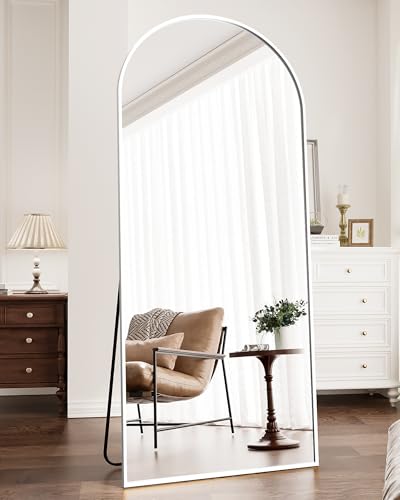 ZMYCZ Full Length Mirror, 71"x30" Arched Floor Mirror, Oversized Standing Mirrors, Hanging or Leaning Against Wall Mounted Mirrors, Large Full Body Mirror with Aluminum Frame for Bedroom (White)