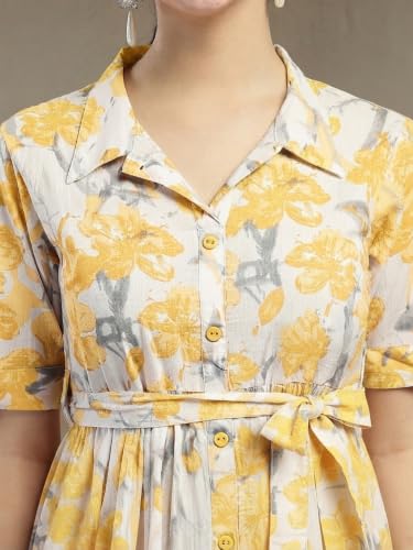 Image of Stylum Women's Floral Printed Cotton Flared Dress