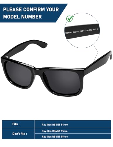 Image of LenzReborn Polarized Lens Replacement for RayBan Justin RB4165 54mm /51mm /55mm Sunglass
