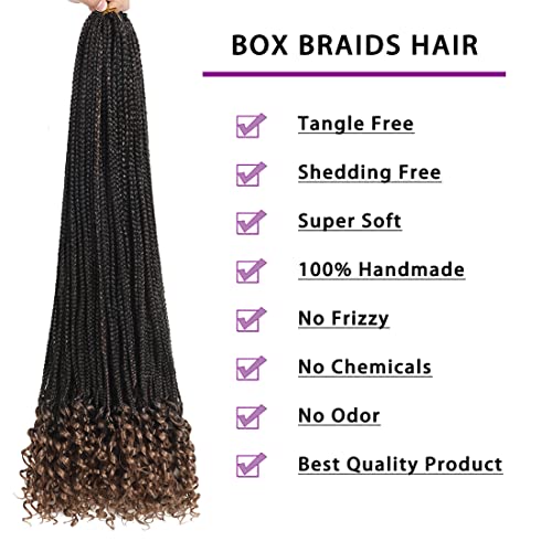 Crochet Box Braids Hair With Curly Ends 7 Packs Pre Looped Crochet Braids Goddess Box Braids Crochet Box Braid Hair(18 Inch,T27) #TOP2