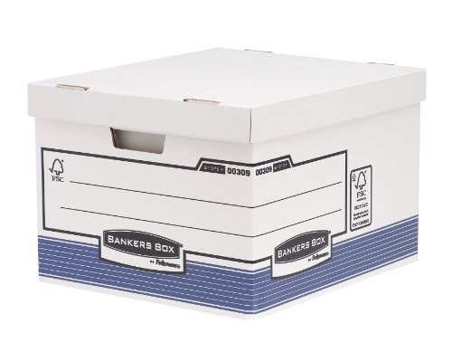 Fellowes 0030901 Grande caisse pour archives Banker Box System - Montage automatique - Bleu/Blanc (lot de 10)