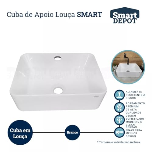 Cuba Para Banheiro Pia De Apoio Sobrepor Retangular Lavatorio Lavabo 40x30cm Sartin Smart Depot Louç