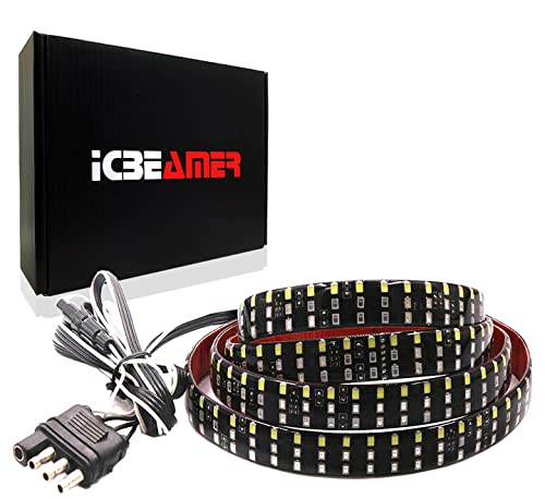 ICBEAMER Triple Row 60 inch 504 pcs LED for Pick up/ Truck Tailgate Light Bar Side Bed Light Strip Bar IP67 Waterproof Reverse- 6 Functions Tail/Brake/Sequential/ Turn Signals/Reverse/Flashing Lights