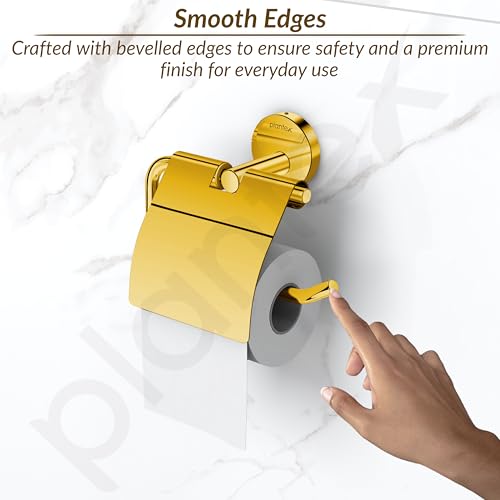 Image of Plantex 304 Grade Stainless Steel Toilet Paper Roll Holder for Bathroom /Toilet Paper Holder /Tissue Paper Roll Holder for Bathroom Accessories - Oreo (Gold)