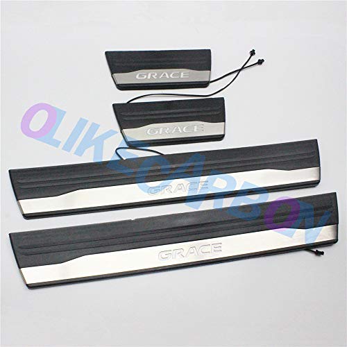 OLIKE for Honda Grace 2014-2019 Fashion Style ABS+ Stainless Steel LED Door Sill Scuff Plate Guard Sills Protector Trim