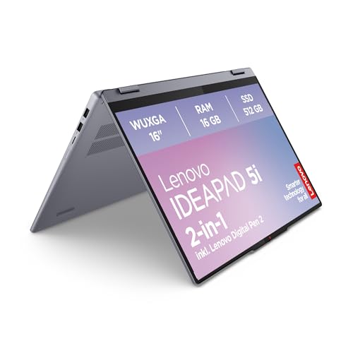 Lenovo Ordenador portátil IdeaPad 5 2 en 1, pantalla WUXGA de 16 pulgadas, Intel Core Ultra 5, 16 GB de RAM, 512 GB SSD | Intel Graphics | Windows 11 Home | QWERTZ | Luna Grey | 3 meses Premium Care
