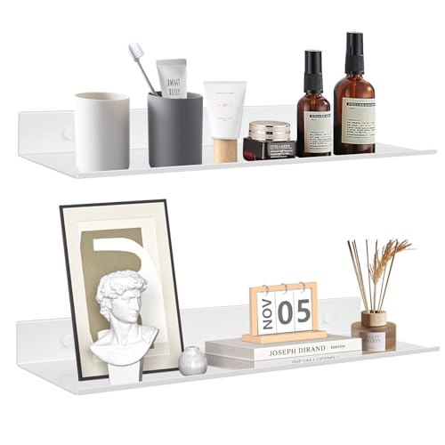 YUET Lot de 2 Étagères Murales, 30CM Étagère Flottante, Étagère de Douche Murale, Étagère de...