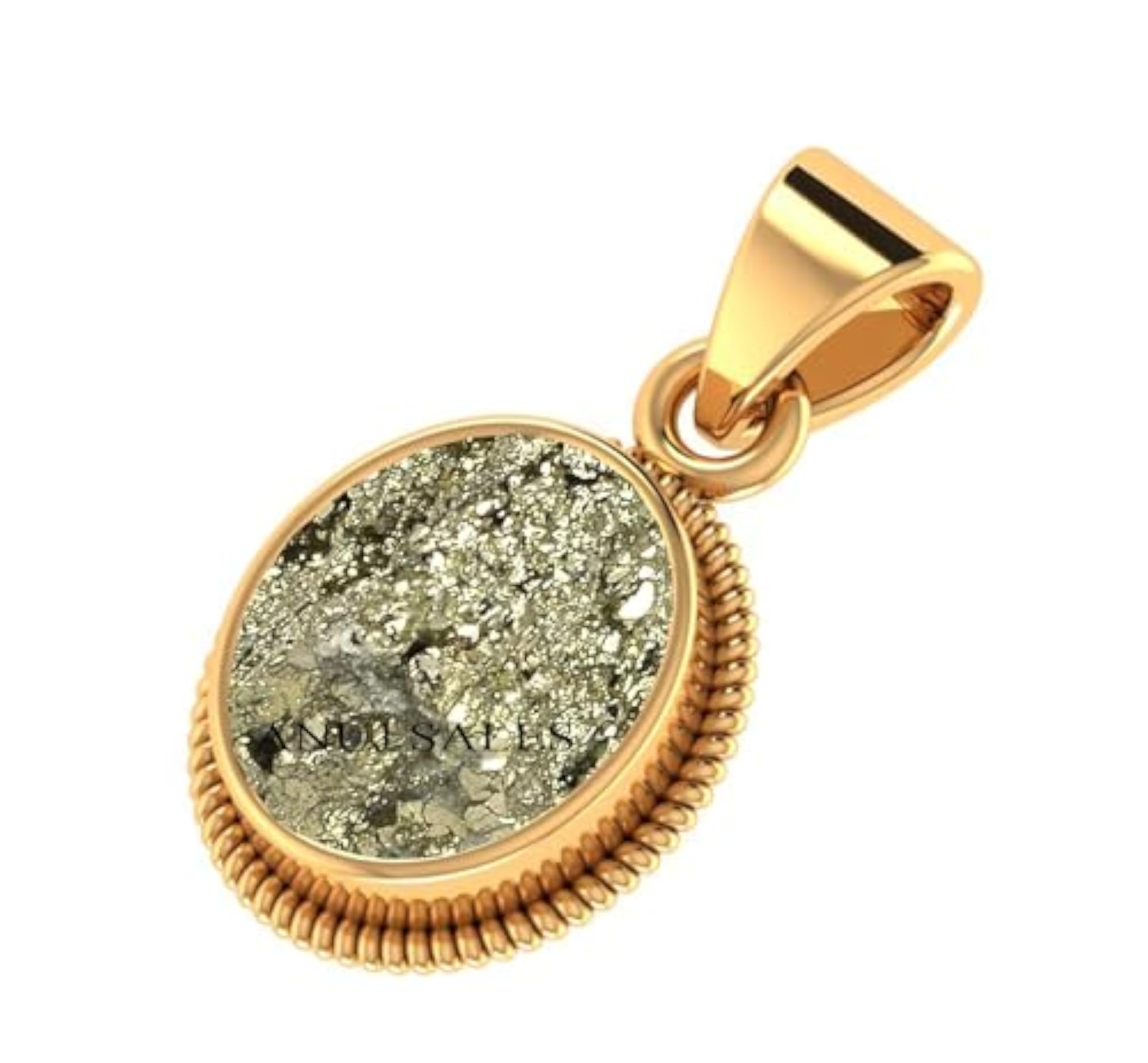 Natural Pyrite Pendant Necklace, Gold Plated Locket