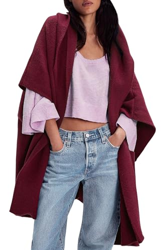 CHARTOU Women Hooded Kimono Cardigan Sweater Oversized Open Front Cardigan Jacket