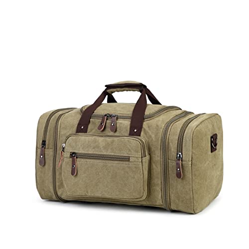 Sechunk Duffle Bag Canvas Leder Große Outdoor Schultertasche, gelb, Einfach und einfach