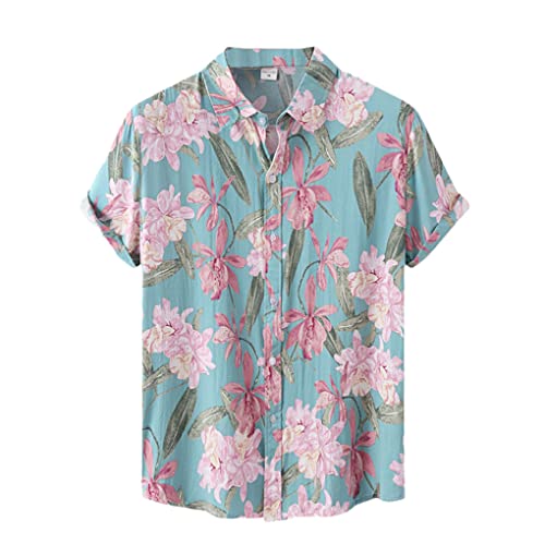 Chemise à manches courtes pour homme Dninmim à motif floral noir, taille 3XL C48 En8