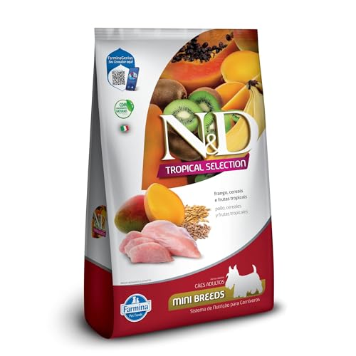 Melhores Marcas de Ração para Cachorro →【Análise Detalhada!】 N&D Tropical para Cães Adultos de Raças Mini e Pequenas Sabor Frango, Cereais e Frutas Tropicais 2,5Kg