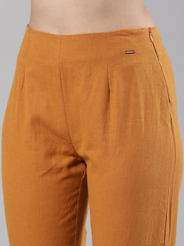 Image of Femmora Comfortable Fit Solid Straight Pant, Breathable Cotton Fabric with Side Zip Button Closure, for Women, Pack of 1