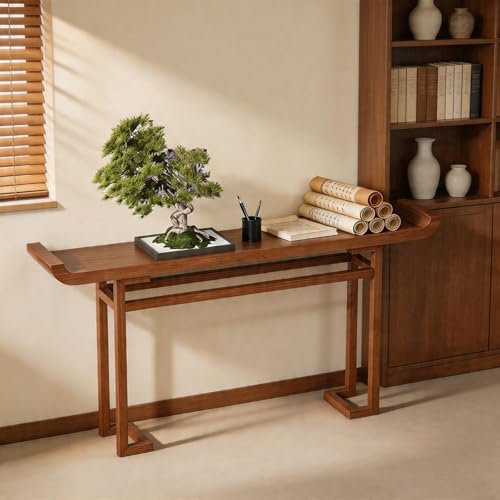 Consola de pasillo gris de 80cm con diseño estriado y balda de madera maciza 8