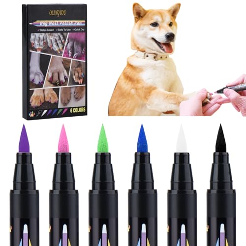 Image of OLINGYOU Dog Nail Polish, Dog Nail Polish Pens Quick Dry-6 Colors, Pet Nail Polish Set for Dogs, DIY Dogs Puppy Nails, Dog Safe Nail Polish Non Toxic, Odorless, Easy to Apply