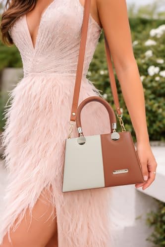 Image of Gold Rose Women's Elegant Color Block Handbag - Stylish Top Handle Purse for Office, Party & Daily Use | Premium Structured Ladies Hand Bag
