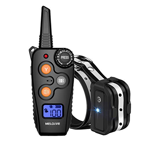 Meloive Collar Recargable para adiestramiento de Perros, Modo de protección contra Accidentes y diseño de señal de dial Giratorio,Control de Distancia de 800m con Modo de vibración y Sonido -IPX67