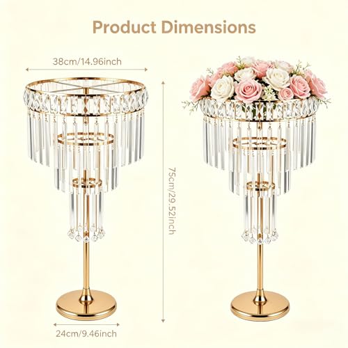 Maktliea 2 Pcs 29.5in Crystal Table Centerpiece Stand for Party Event Decor by Maktliea - Image 4