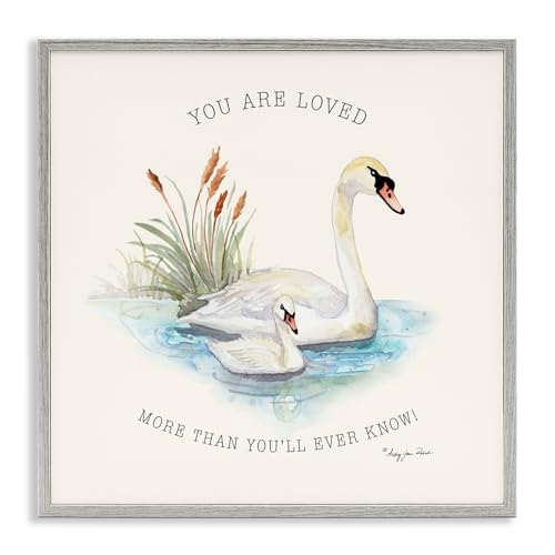 More Than You Know Swans impression d'art giclée avec cadre gris texturé