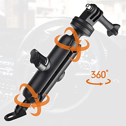 CAMOLO Motorcycle Rearview Mirror Mount 360°Adjustable, Aluminum Motorbike Action Camera Bracket Holder, Stable Dash Clamp Compatible with All Series GoPro Hero 6/7/8/9 and More