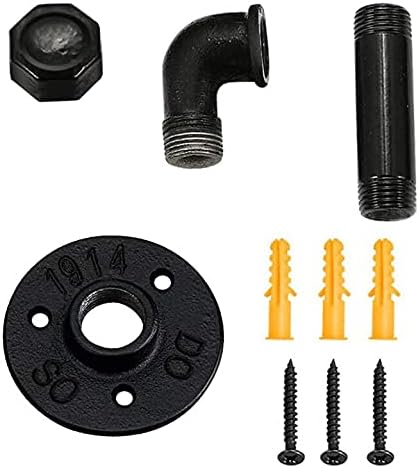 Sunmall Industrial Pipe Coat Hook Racks, Rustic Heavy Duty Wall Hooks for Hanging Clothes, DIY Black Towel Hook, Vintage Towel Holders for Bathrooms, Set of 3