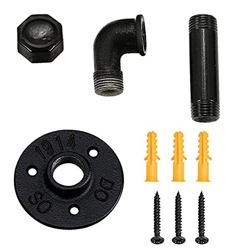 Sunmall Industrial Pipe Coat Hook Racks, Rustic Heavy Duty Wall Hooks For Hanging Clothes, Diy Black Towel Hook, Vintage Towel Holders For Bathrooms, Set Of 3 #TOP4