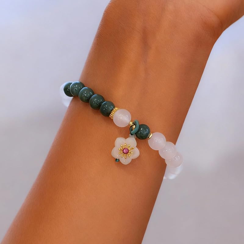 Green Jade Bracelet for Women Lucky Healing Energy Stone Bangle Chinese Jewelry Good Luck Feng Shui Crystal Gift