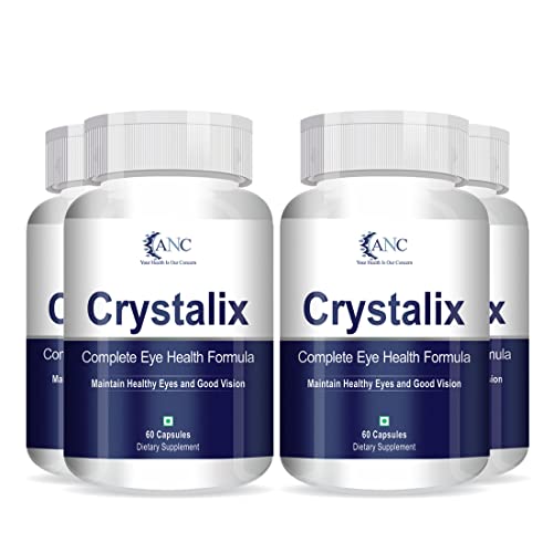 Image of ANC Crystalix Eye Supplement Lutein, Zeaxanthin, Vitamin A, Vitamin B2, Vitamin E Support Eye Health, Helps in Improve Vision, Kids & Adults, Digital Safe Guard, Blue Light, Veg 60 Capsules-Pack of 4