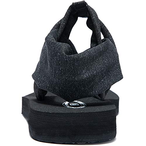 Ranberone Women's Yoga Mat Flip Flops Slingback Flat Summer Beach Sandals Black Size 9 #TOP2