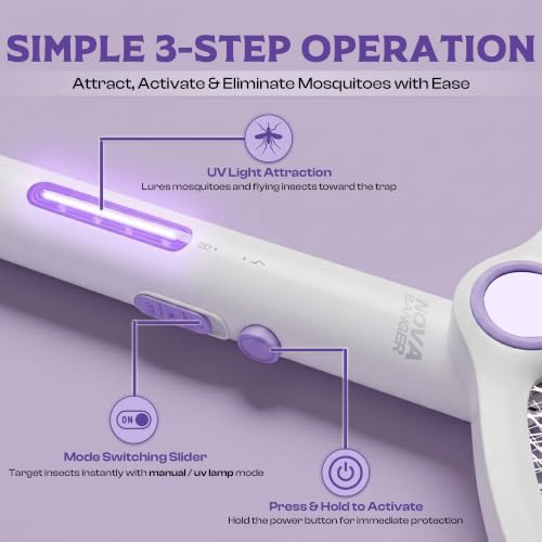 Image of Electric Mosquito Killer Racket 3-in-1 Foldable | Fly Swatter | Stand & Hang Design | Mosquito Trap & UV Light for Home | Rechargeable 1200mAh Battery | Type-C Charging| 1 Year Warranty