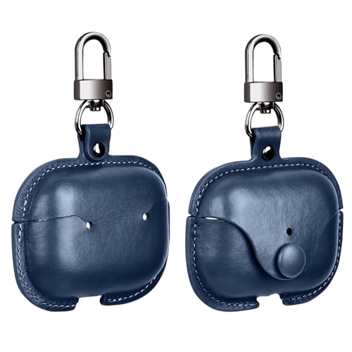 Image of Case Cover for Apple AirPods Pro 2 | Premium Leather Case with Carabiner | Only for Apple Airpods | Oxford Blue