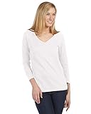Bella + Canvas Missy Three-Quarter Sleeve Jersey V-Neck T-Shirt 2XL White