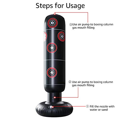 KKmoon Saco de soco inflável Postura de boxe coluna de boxe adulto crianças treinamento de fitness