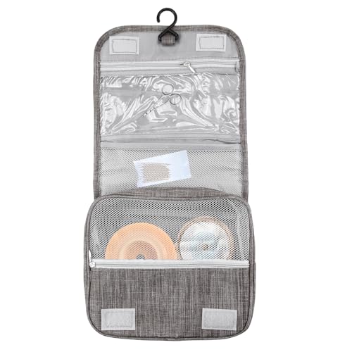 LKLKKC Ostomy Travel Bag Hanging Ostomy Supplies Bags for Colostomy, Foley Catheter, Ileostomy Pouch Accessories Hanging Toiletry Organizer (Gray)