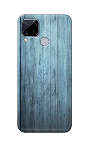Image of Printed Hard Back Cover Case for Realme C15 Back Cover (Wooden Blue) -1302