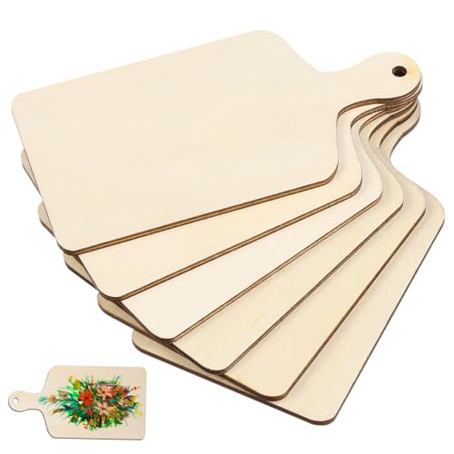 Sewroro 6 Piezas Juguetes de tablero de corte de madera fete mini sal y pimienta pequeña tabla de cortar Tabla de cortar para pizza Tabla de cortar para pasteles Paneles de bricolaje Khaki