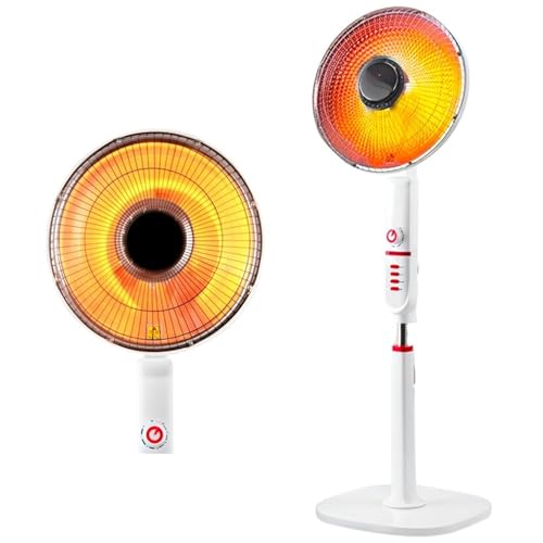 Stufa Elettrica a Piantana 500/1000W 2 Elementi in Fibra di Carbonio con Timer, inclinazione e Oscillazione a 90° Termoventilatore a Parabola per Riscaldamento Casa Rapido e a Basso Consumo Energetico