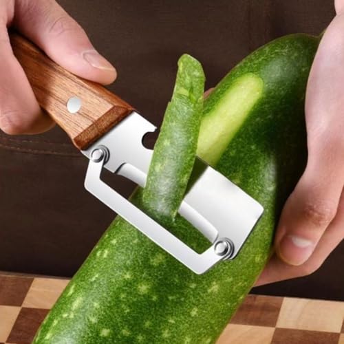 Zero Snag Wooden Peeler,Premium Vegetable Peeler with Wooden Handle and Bottle Opener, 2-in-1 Stainless Steel Thickened FruitPeeler,Multifunctional Kitchen Tool for Fruit Potato Pumpkin Papaya - Image 5