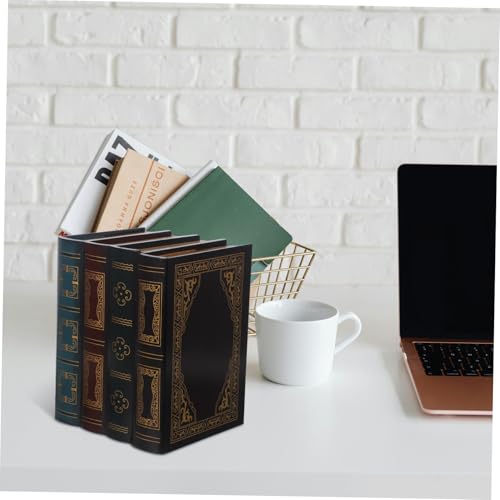 Libros falsos para decoración que ocultan objetos en estantes 8