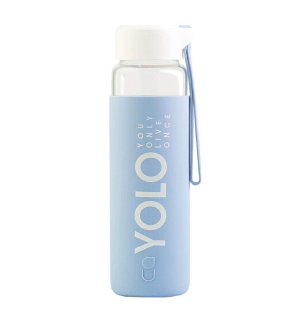 Coupe en verre portable bleu gobelet réutilisable étanche