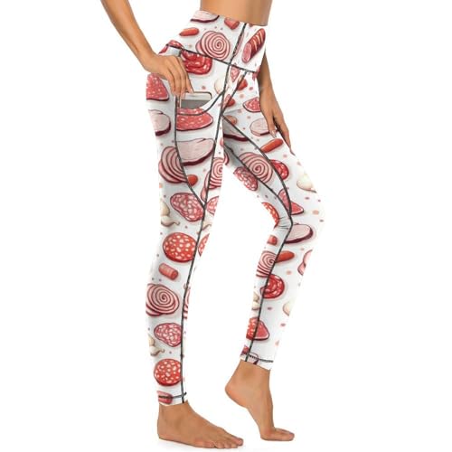Leggings de entrenamiento con bolsillos y cintura alta: mallas deportivas con estampado rosa