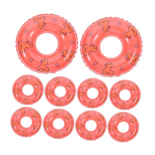 BESTonZON Mini Duck Swim Ring Ornaments 20pcs Set Inflatable Pool Drink Holder Miniature Swim Rings for Dollhouses and Beach Parties