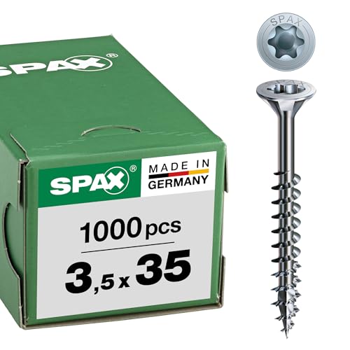 SPAX Universalschraube, 3,5 x 35 mm, 1000 Stück, Teilgewinde, Senkkopf, T-STAR plus T20, 4CUT, WIROX - 0191010350355