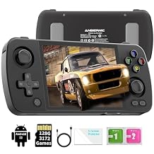 GiipGoop RG405M Portable Game Console Retro Handheld Game Console Aluminum Alloy CNC Android 12 System 4.0 Inch IPS Touch Screen with 128G TF Card 3172 Games, 5G WiFi and Bluetooth 5.0Black, Medium