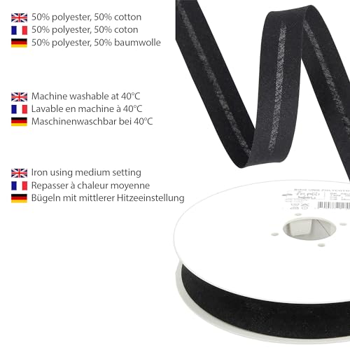 Les Petits Rubans Biais de Couture – 20 mm de large,plié 10 mm,rouleau de 25 m,50% coton 50% polyester,bordure pour couture,banderoles,tissus d'ameublement,meubles,passepoils,vêtements,couvertures – vue 5
