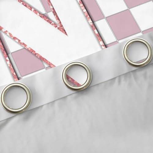 Image of Erosebridal Pink Initial N Window Drapes Kawaii Plaid Checkered Blackout Curtains 38 inchWx54 inchL Cute Personalized Monogram Curtains for Kids Girls Bedroom,Fashion Grids Gingham Window Treatments 2 Panels